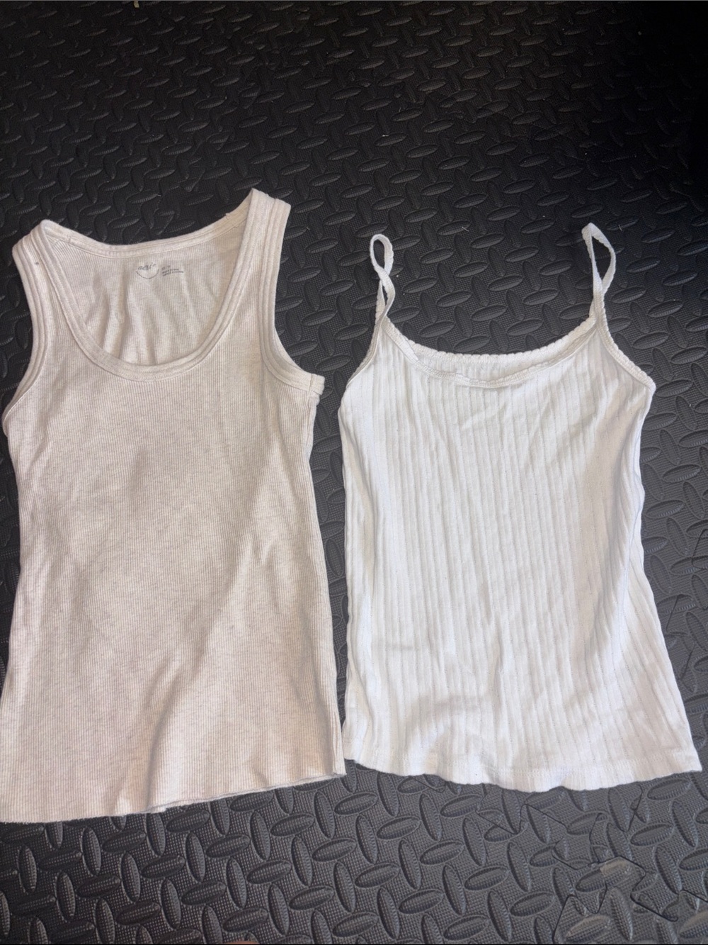 Women's bundle White & Cream Tank- Classic Ribbed & Spaghetti Strap Style